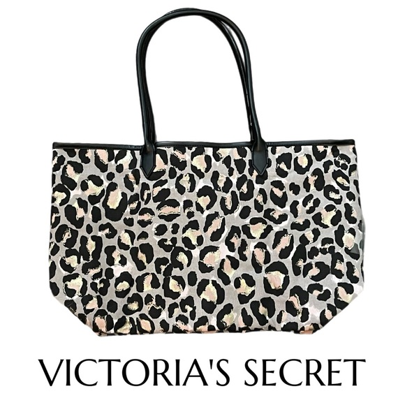 Victoria's Secret AUTHENTIC Leopard Print Tote with Gold Foil NWT - Picture 5 of 16